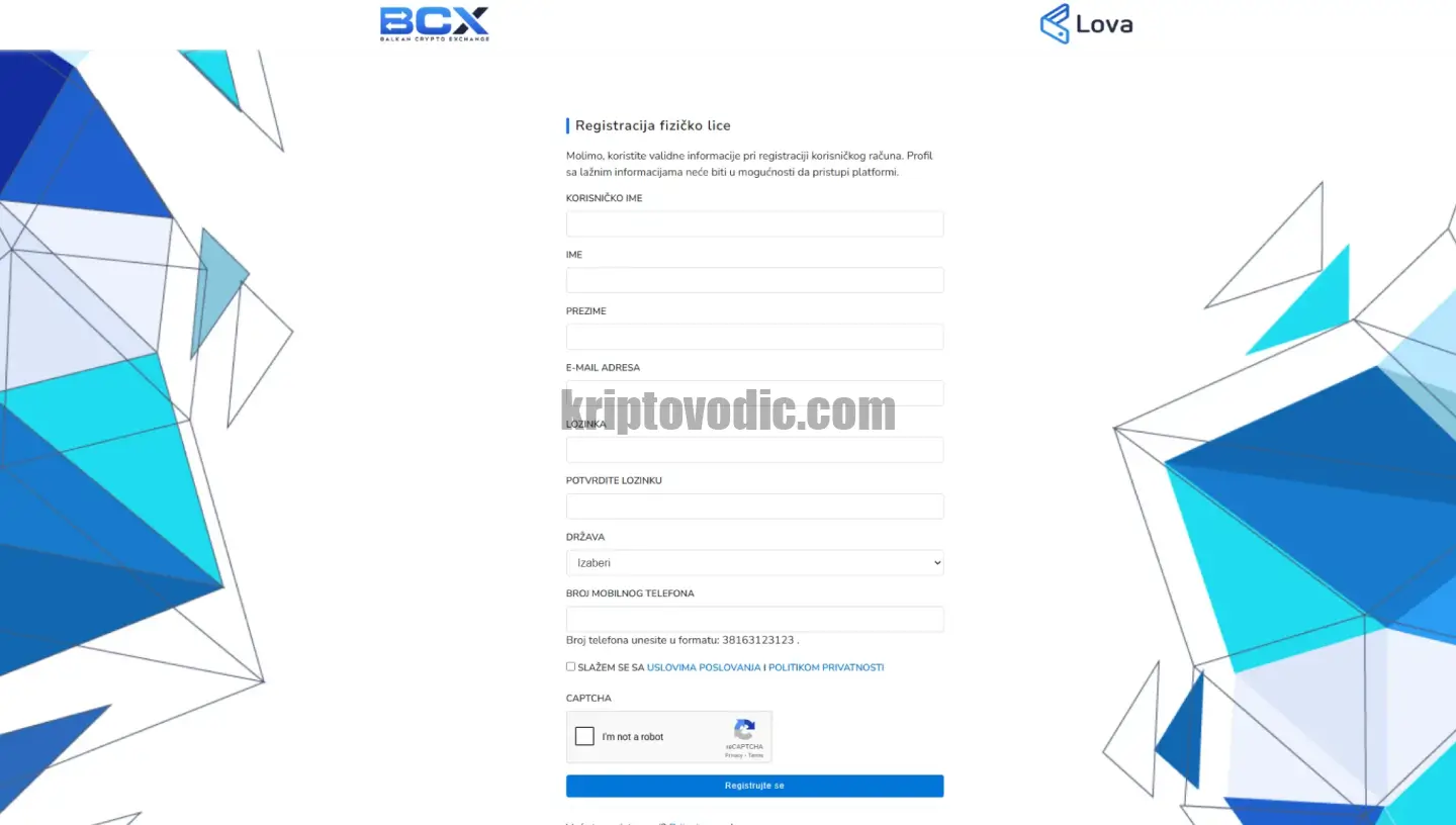 Registracija i KYC na BCX