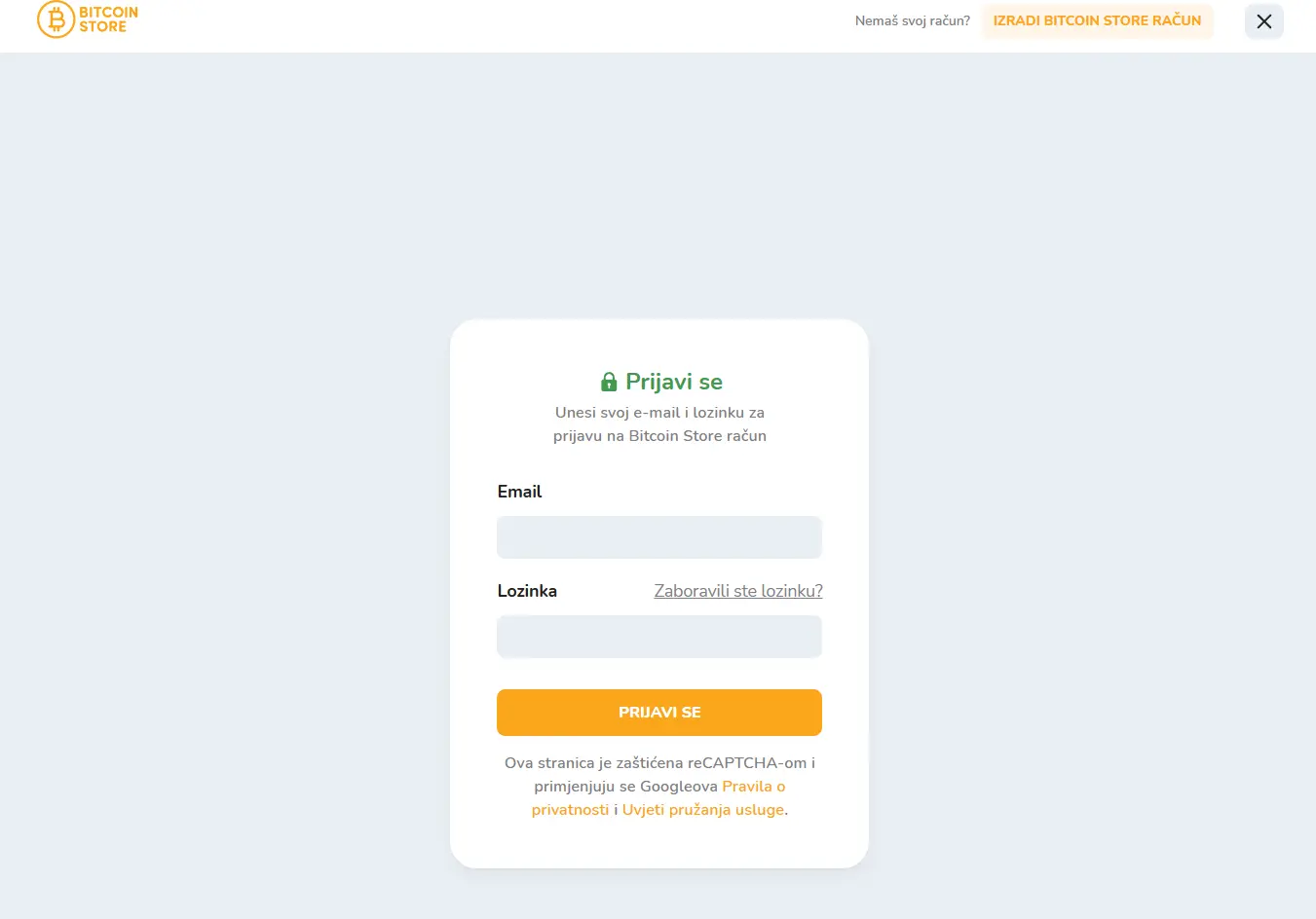 Registracija i KYC na Bitcoin Storeu