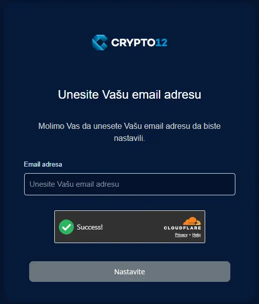 Registracija i KYC na Crypto12