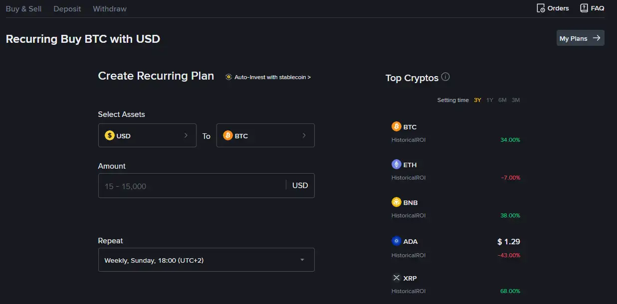 Recurring Buy opcija na Binanceu