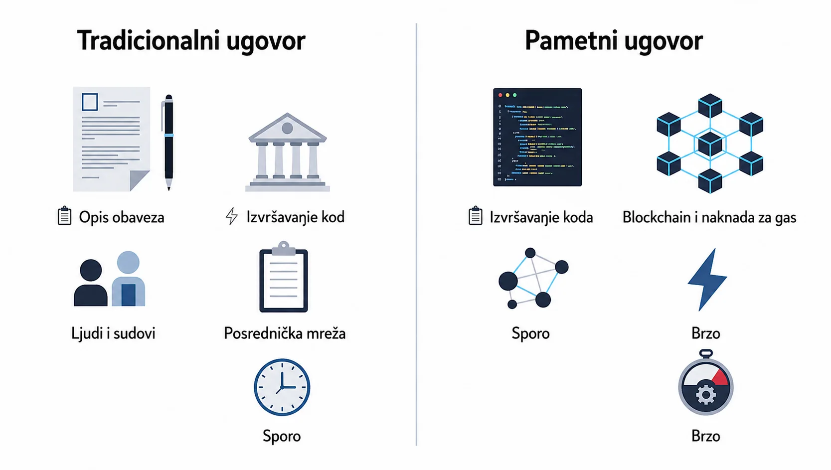 Pametni ugovor vs. tradicionalni ugovor